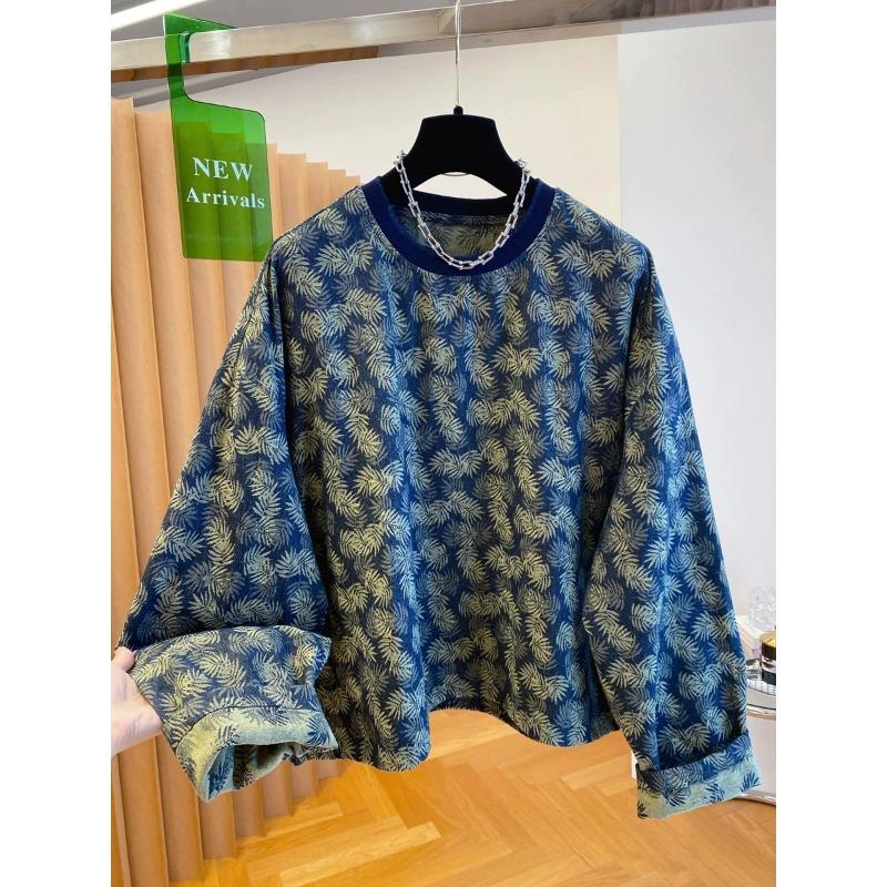 Fashionable Retro Sweater Women's Autumn 2025 Round Neck New Long Sleeve Printed Loose Casual Pullover Top