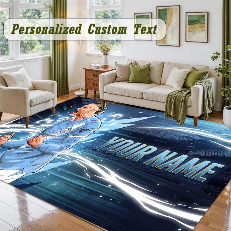 Crystal Velvet Square Rug Custom NameErling Haaland Pattern Non Slip Home Floor Decor Rug