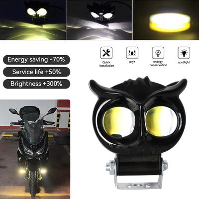 Motorcycle Spotlights Led Yellow White Owl Four Mode Strobe Motorcycle Lamp Universal Moto Headlight Spotlights