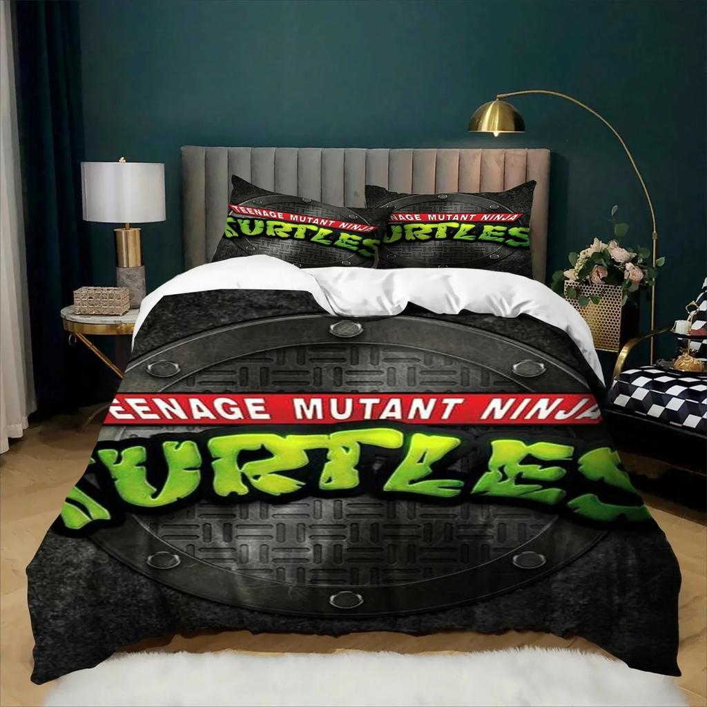 3D Cartoon Duvet Cover Set Exquisite N-Ninja Wallpaper Turtles Digital Printing Bedding Set for Bed Girl Boys Bedroom Decor Gift