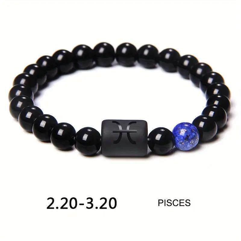 Twelve Constellations Elastic Bracelet with Tiger Eye and Agate Beads