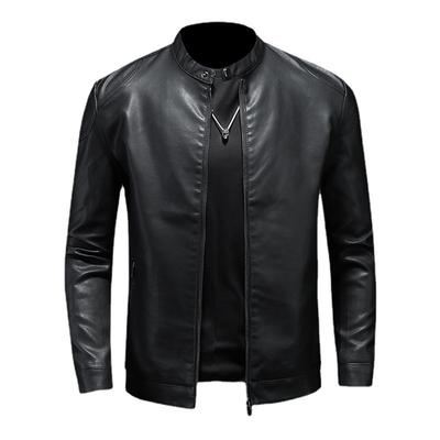 New Autumn Casual Men's Leather Jacket Korean Version Leather Jacket Trendy Stand-up Collar Jacket