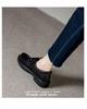 British Style Round Toe Women's Workplace Loafers - Lace-up, Thick Sole, Mid-Heel Leather Shoes