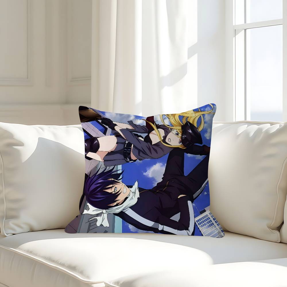 N-Noragami Anime Kissenbezüge Cartoon Sofa Dekorative Zuhause Doppelseitiger Druck Kurzer Plüsch Niedlicher Kissenbezug