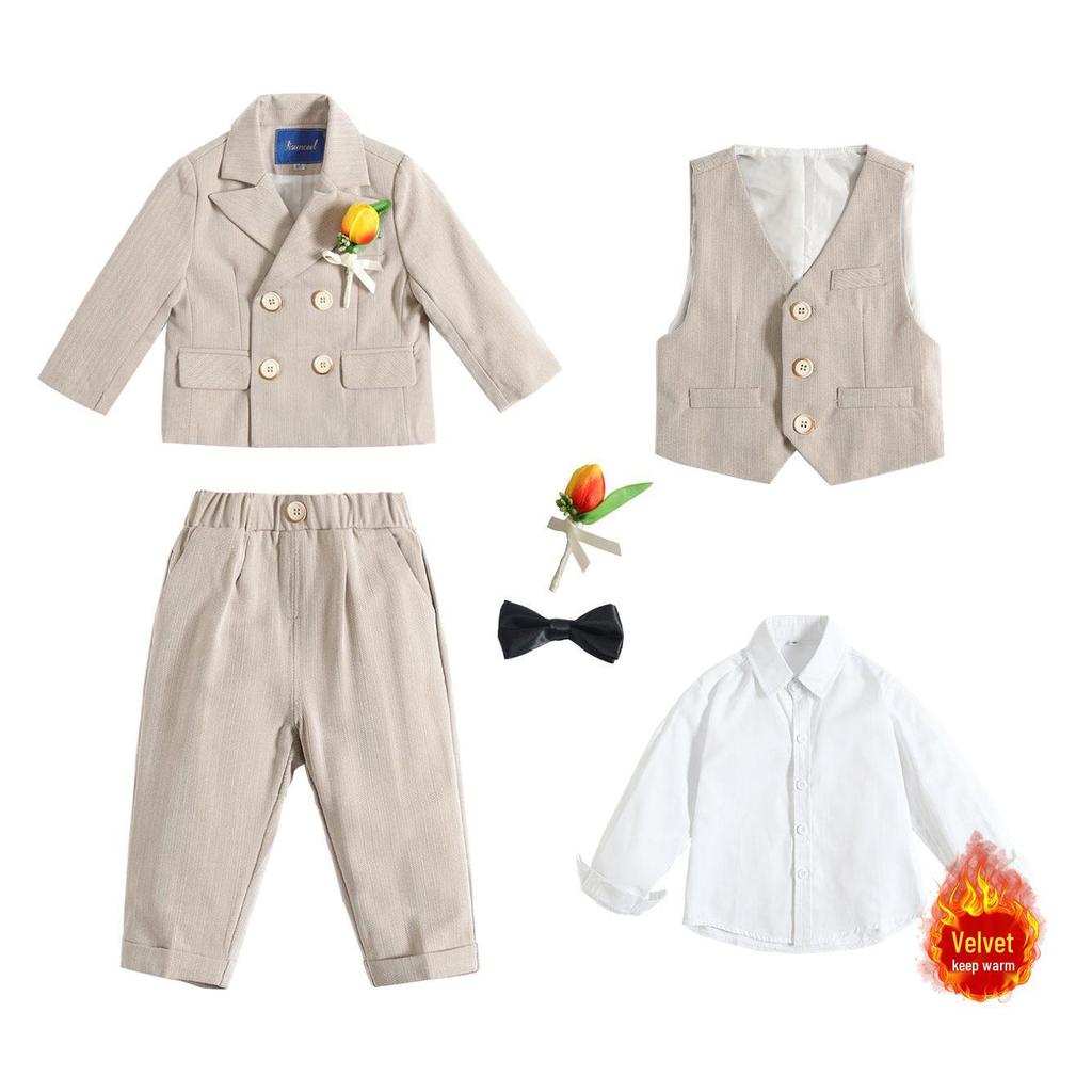 Jungen Dreiteiliger Festanzug mit Weste - Pageboy Geburtstagsoutfit
