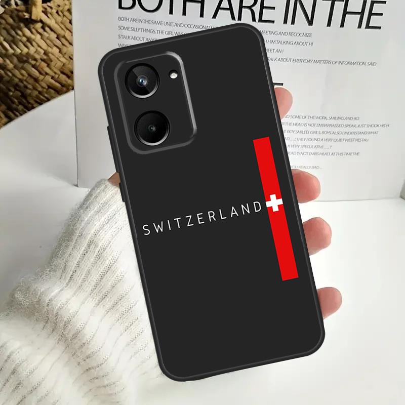 Switzerland Swiss Flag For Realme GT Neo 5 GT5 9 10 11 12 Pro Plus C30 C31 C33 C35 C25s C21Y C51 C55 C67 C53 Case