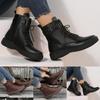 Large British Short Sleeved Boots For Women's Lace Up Belt Retro Leather Boots Wide Width Women's Boots