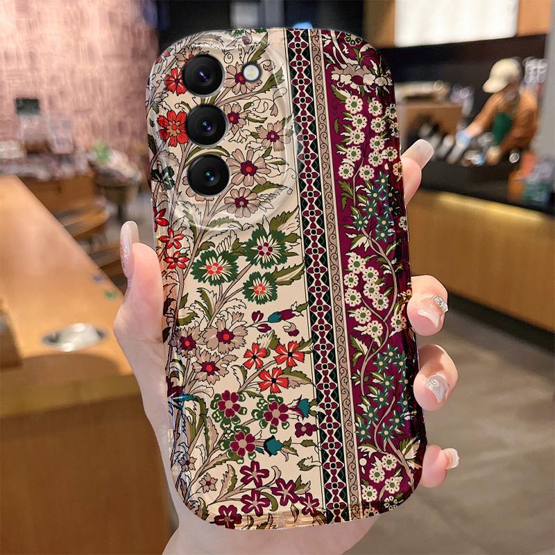 Geometric Floral Carpet Print Case for Samsung Galaxy S25 S24 S23 S22 S21 Ultra Plus S20 FE A73 A72 A71 4G A56 A55 5G A54 Cover