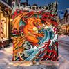 Charizard VS Blastoise Pattern Blanket for Home Decoration, Bed, Sofa, Car Travel, Camping, Suitable for All Seasons, Birthday Christmas Gift