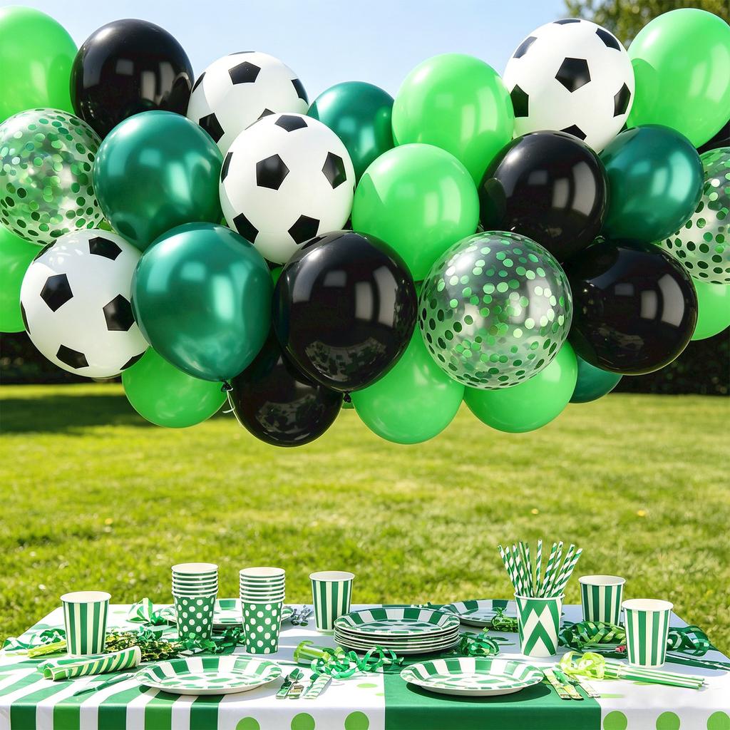 Party Balloon Decoration Set 32/50pcs Includes Latex Balloons Foil Balloons Confetti Balloons and Soccer Ball Balloons for Event Celebration
