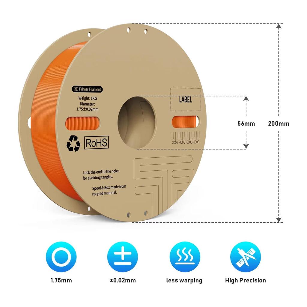 DB- Filament pro 3D tiskárnu Navržen pro vysokorychlostní tisk Vhodný pro PLA plasty 1,75 mm 1 kg (2,2 libry) Pro většinu FDM 3D tiskáren