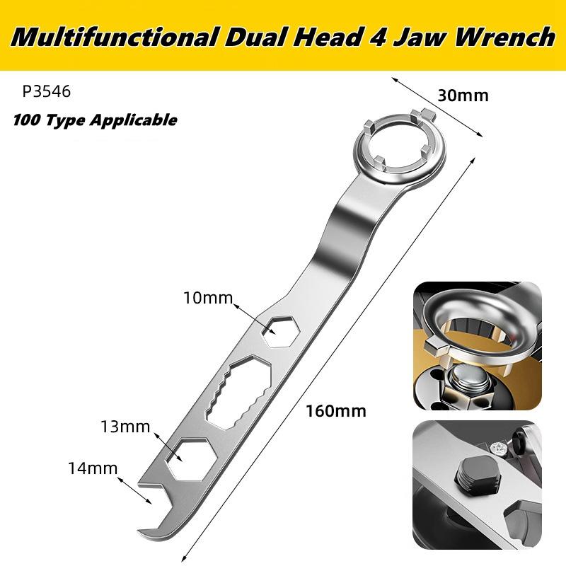 Multifunction Grinder Wrench Tool 4 Claw Double Ended Grinder Removal Wrench Angle Grinder Wrench Spanner with 4 Prong Lock