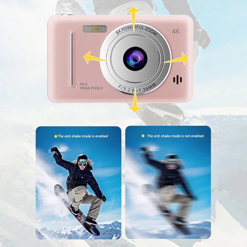 1 Set Dual Camera Flash 50 Million Pixels Auto Focus Intelligent Anti-Shake Entry-Level Camera 4K Retro Ccd Digital Camera