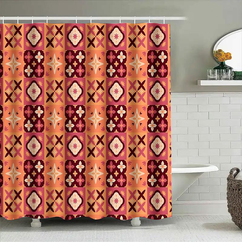 Vintage Floral Shower Curtain Botanical Pattern Waterproof Fabric Bathroom Decor Farmhouse Style Backdrop