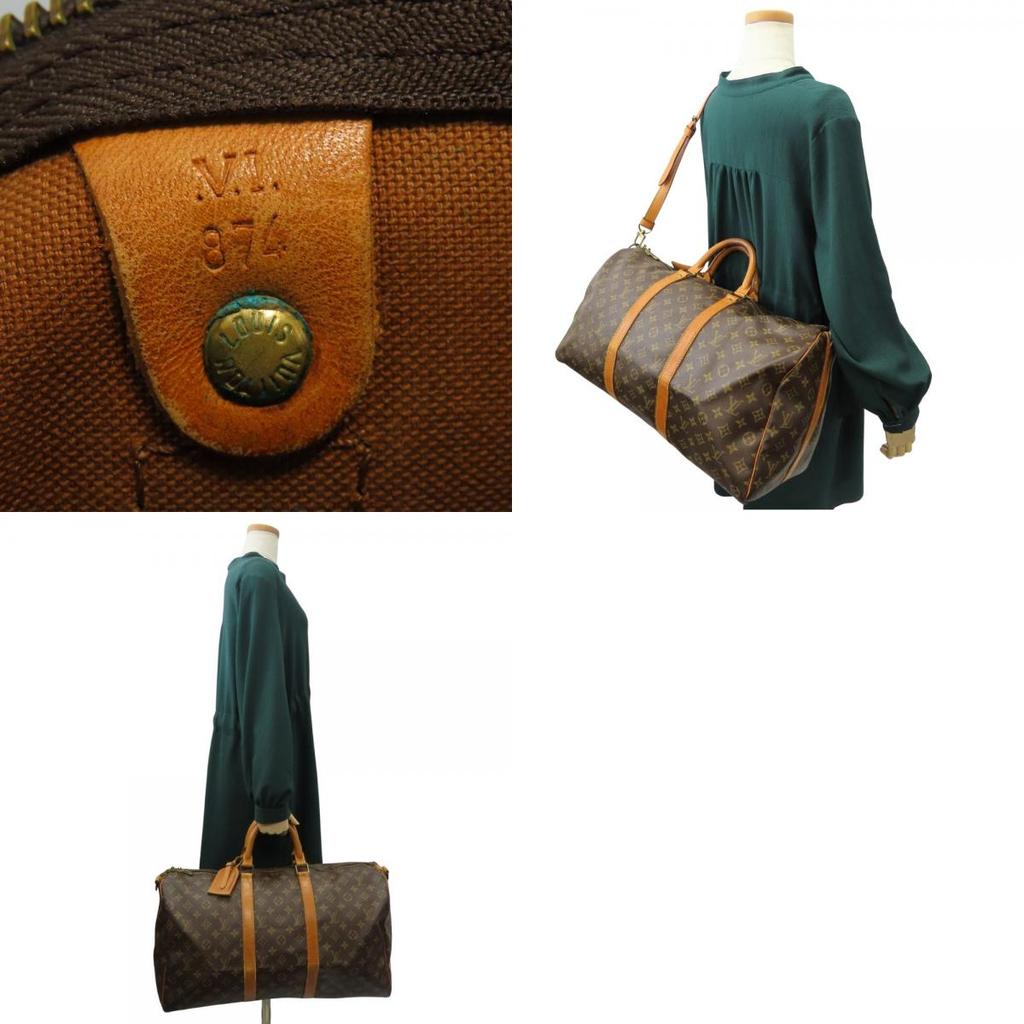 Used LOUIS VUITTON Boston Bag Kiepol Band Barriere 50 M41416 Monogram/Nume Leather Brown Shoulder
