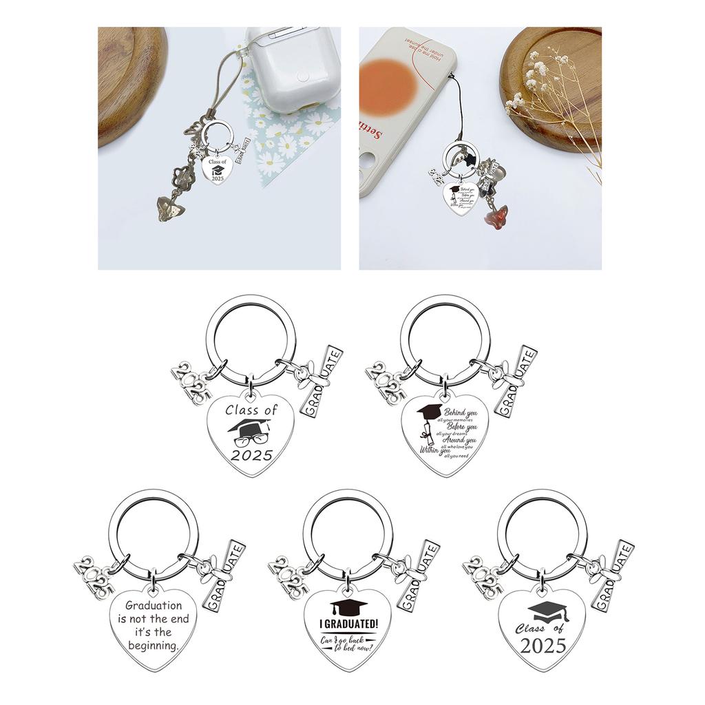 2025 Graduation Gifts School Graduation Keychain Stainless Steel Keyrings Stainless Steel Texture Perfect for Boys Girls