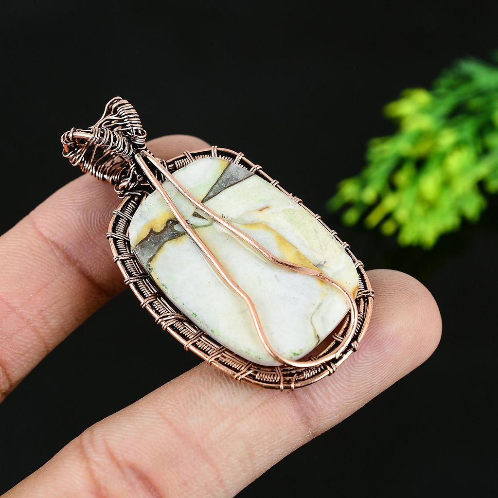 Chrome Chalcedony Handmade Copper Wire Wrap Jewelry Pendant 2 S6G48