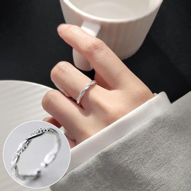 Elegant S925 Silver-Plated Light Blue Open Ring for Women - Versatile, Fashionable, and Luxurious Index Finger Design.