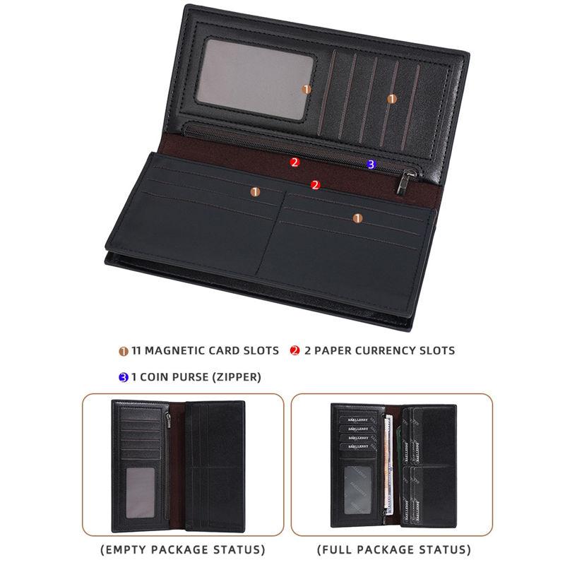 Baellerry RFID Protection Long Wallets for Men Vintage Design Business ID Card Holder Anti Theft Cash Money Bags Purse GZW