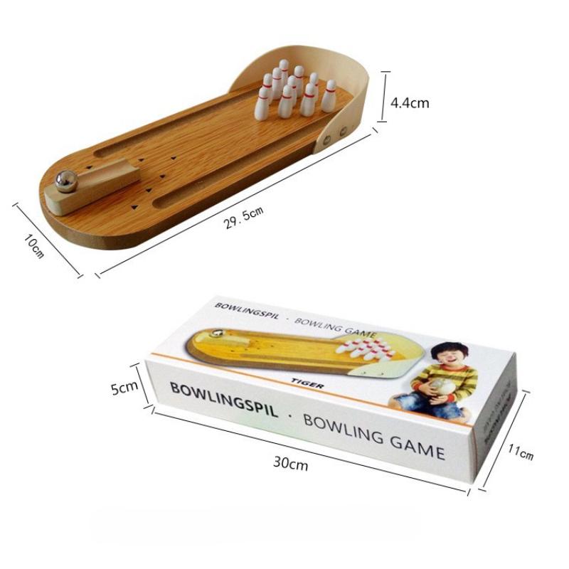 

Mini Bowling Alley Tabletop Game - Wooden Educational Marble Roller for Kids & Family Fun