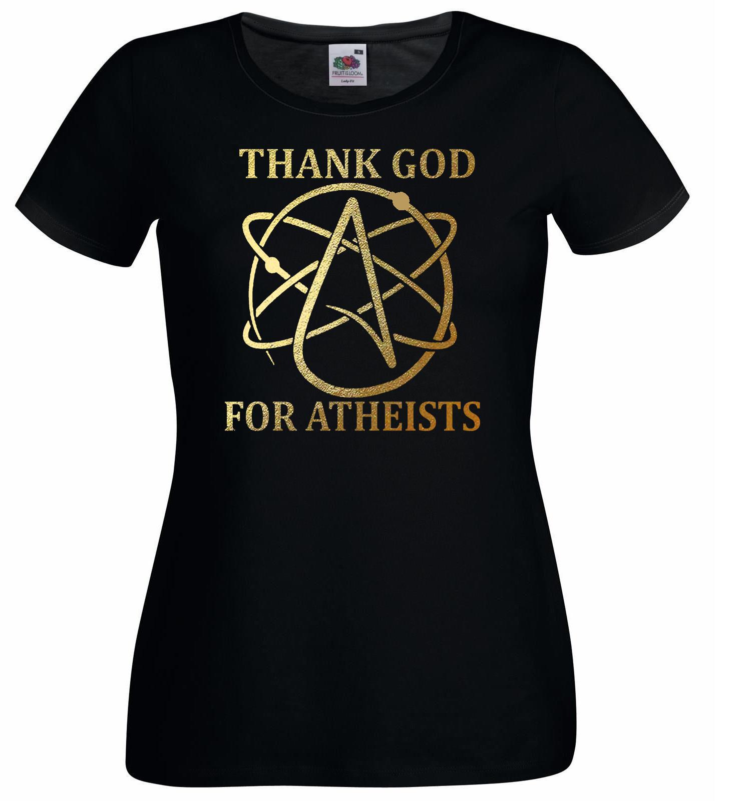 Unisexs Thank God For Atheists Disbeliever Atheism Belief Funny Lady Fit TShirt 2XL