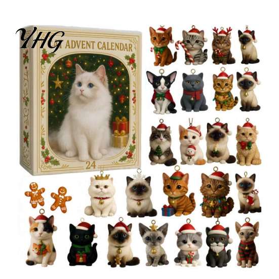 Holiday Gift for Kids Friends 2026 Christmas Advent Calendar, 24-Day Acrylic 2D Ornament Set with Blind Box Animal Figures, Tree Hanging Decor,