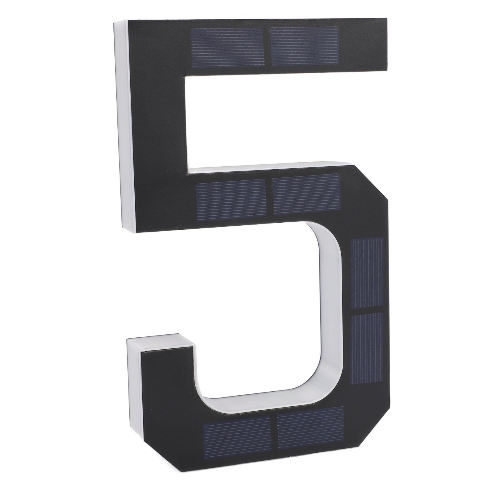

9 Inch Solar LED House Number Auto Sensing Water Proof Outside Address Sign Light Modern Style Black Number 5
