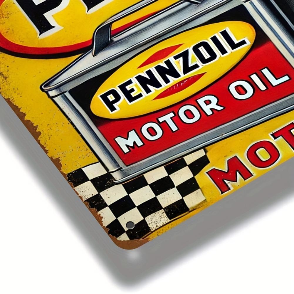 Vintage Pennzoil Motor Oil Metal Tin Sign - 8"x12" | Durable Retro Wall Art with Classic Design, Easy To Hang