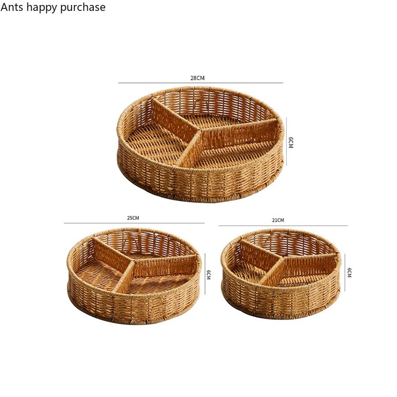 Imitation Rattan Storage Basket Fruit Basket Snack Tray Refreshment Tray Candy Box Dried Fruit Plate Fruit Plate Storage Box