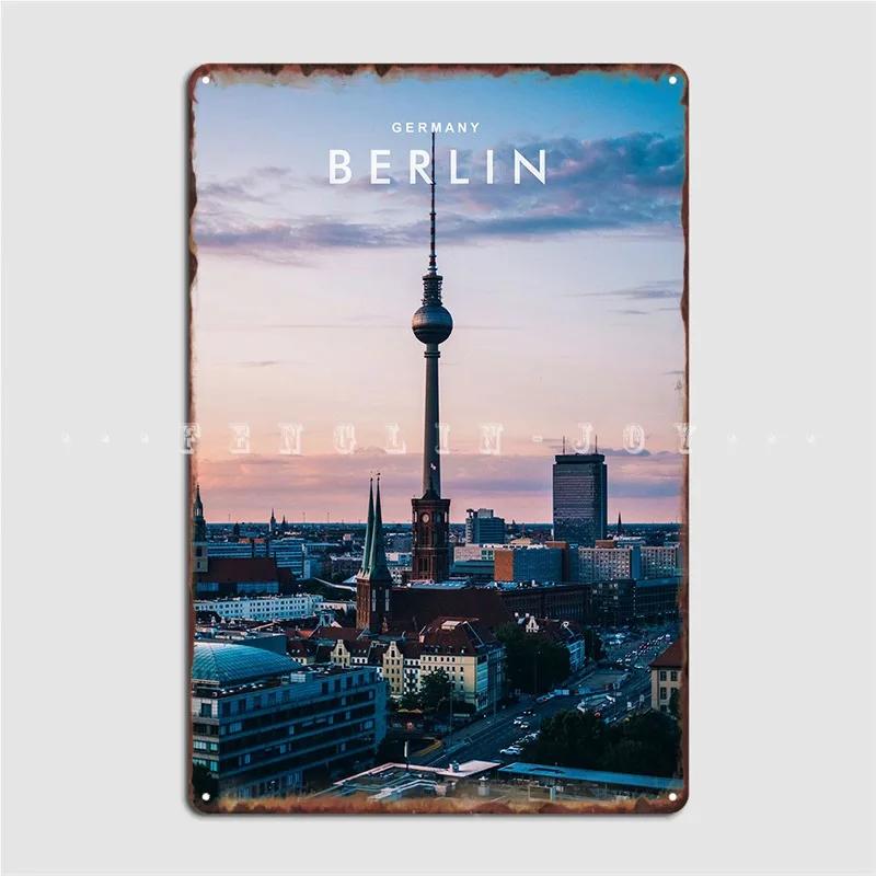 Berlin Night View Metal Sign Plaques Club Party Mural Printing Tin Sign Poster