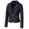 Women Fashion Short Coat Faux Leather Jacket Zipper Overcoat Pocket Outwears