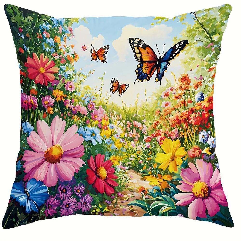 

Elegant Blue & Gold Embroidered PillowcasesLiving room sofa cushion cover, soft and comfortable, bedroom room decoration 16x16in 40x40cm