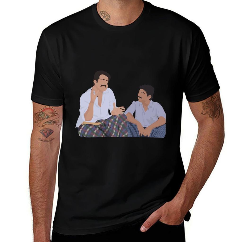 Mohanlal And Sreenivasan Tshirt Sweat Resistant Workout Tee Shirt