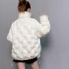 Women Autumn Winter White Duck Down Jacket Coat Padded Short Stand Fur Collar Single-breasted Pocket Loose Warm Solid Color