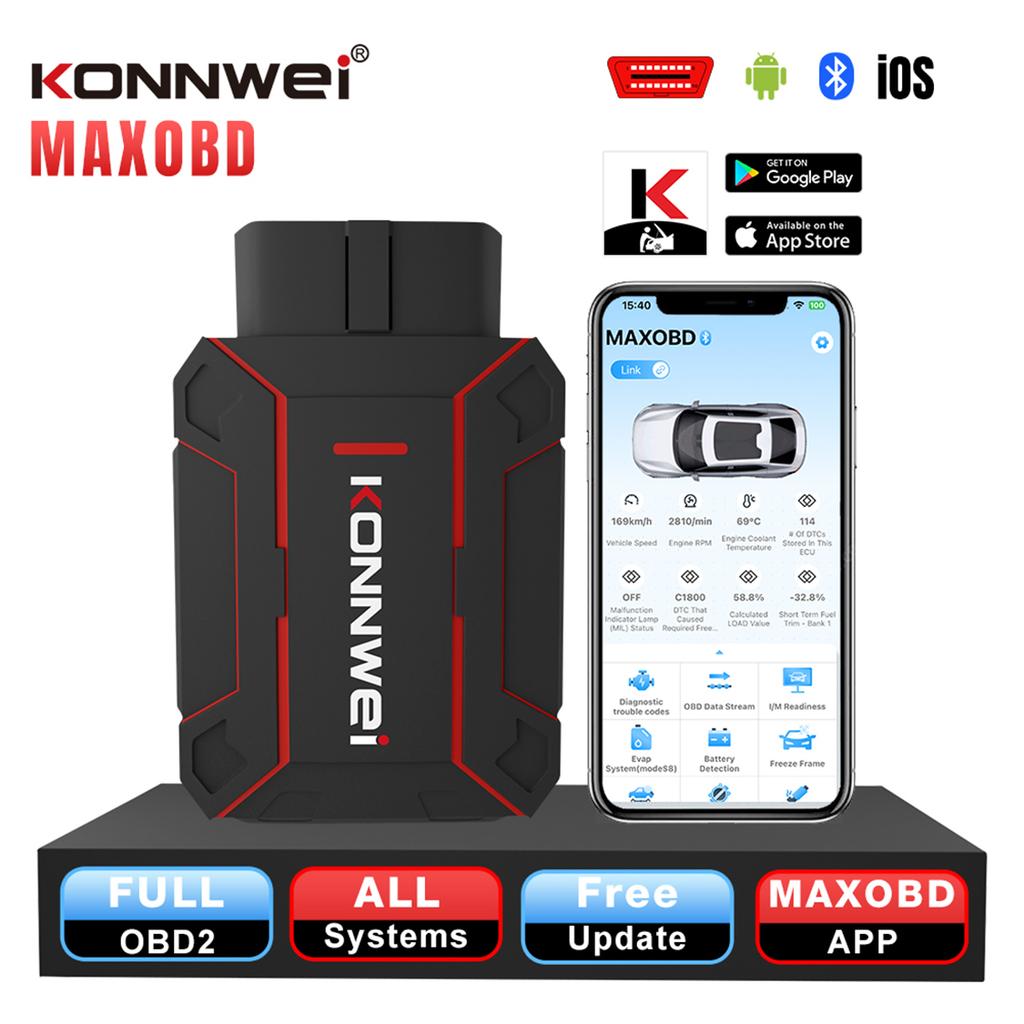 2026 KONNWEI MAXOBD Bluetooth 5.0 OBD2 Scanner Car Diagnostic Tool ABS DPF EPB SAS SRS TPMS Full System Scan Car OBD Functions