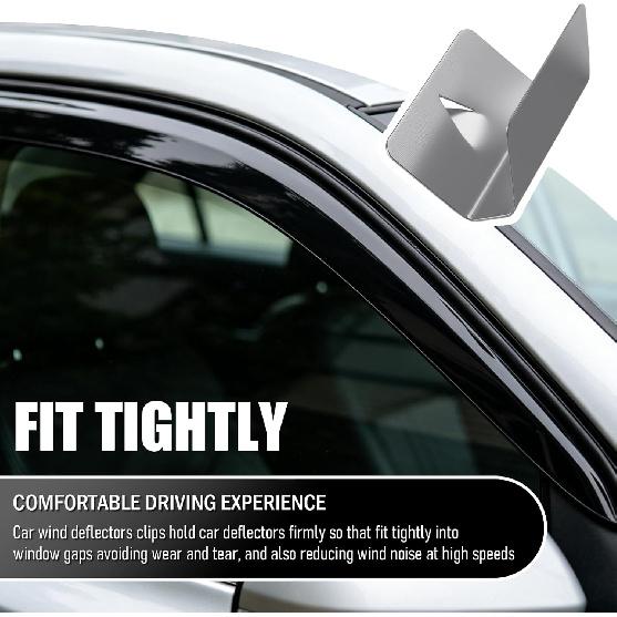 Rain Guards for Car Windows Clips 12PCS,Wind & Rain Resistant Car Window Wind Deflectors Clips Stainless Steel,Rains Deflectors for Cars Windows Clip