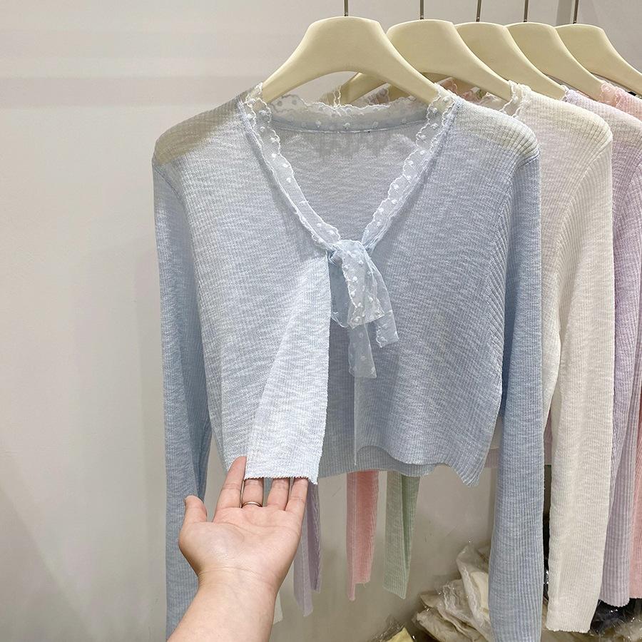 1116 New Knitted Shawl Cardigan Women's Long Sleeve Short Fashion Versatile Casual Knitted Cardigan