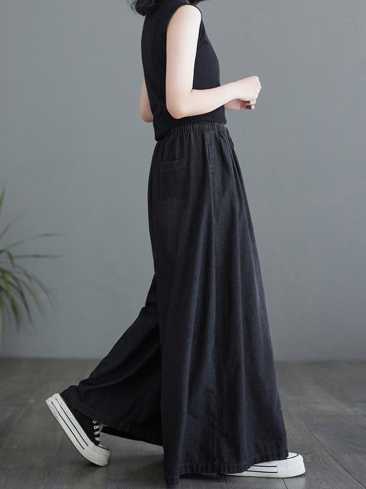 Jeans Oversized Primavera Verão Perna Larga Calça Longa Mulher Babado Plissado Moda Casual Solto Calças Femininas Cintura Alta Calça Feminina