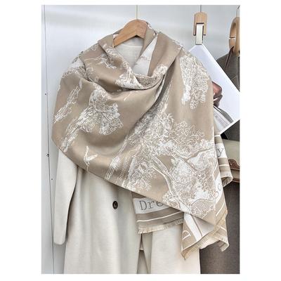 180*66cm Women Luxury Imitation Cashmere Shawl Scarf Ink Chinese Style Autumn Winter Warm Clothing Accessories