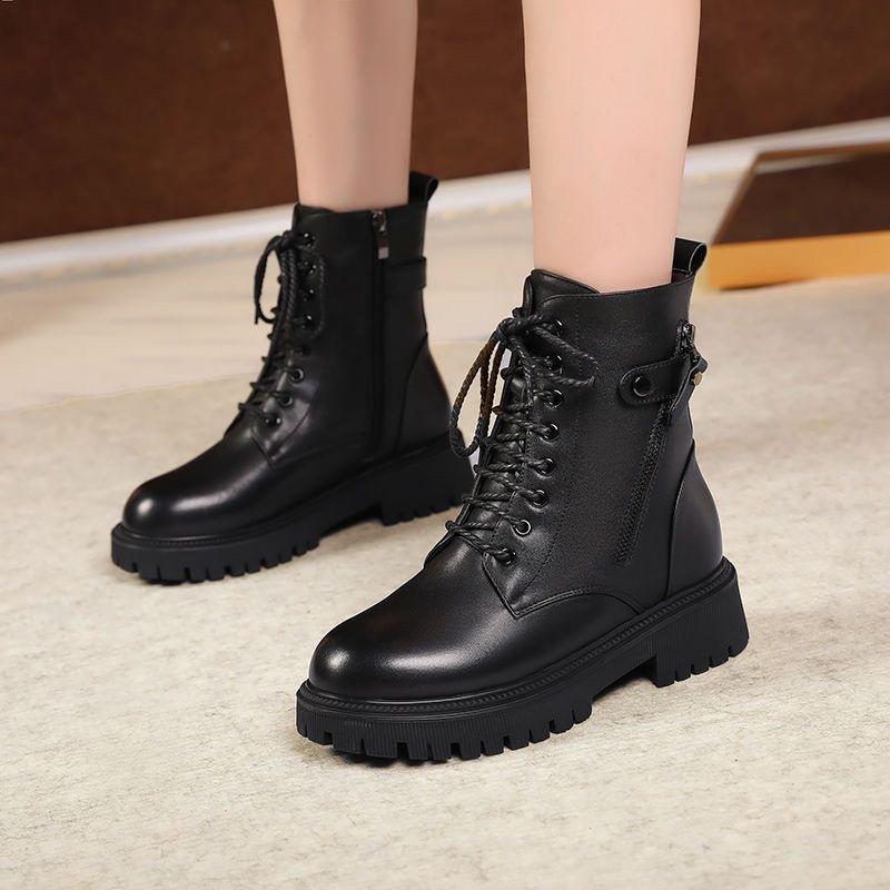 Martin boots women's winter velvet thick-soled snow boots flat-soled women's boots cotton boots thermal short boots fluffy leather shoes