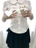 Midsummer Story Floral Doll Collar Two-Piece Set: Age-Reducing Short-Sleeved Shirt & Bowknot Skirt