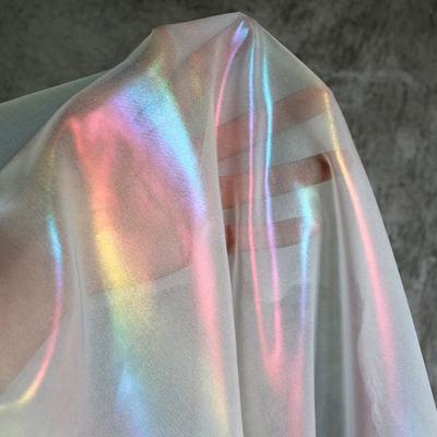 Rainbow Gradual Color Creative Mesh Yarn Fabric White Soft Designer DIY Sewing Dress Sheer Material Photography Background Cloth
