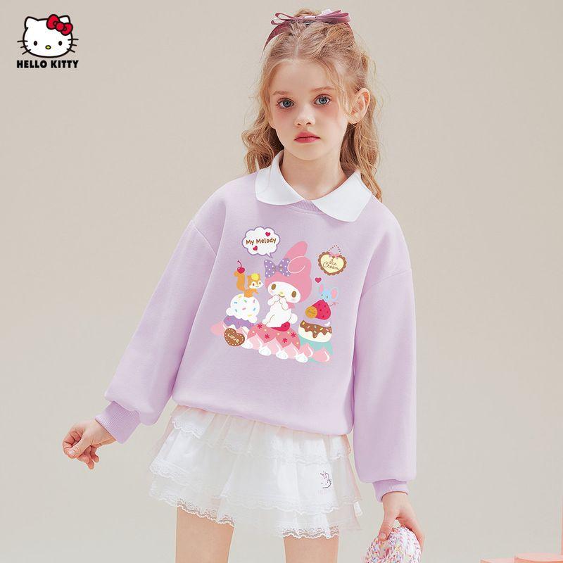 Melody Joint-Name Girl False Two-Piece Sweaters Spring and Autumn Fashionable Kids Spring Clothing Top Western Style Girl Clothes