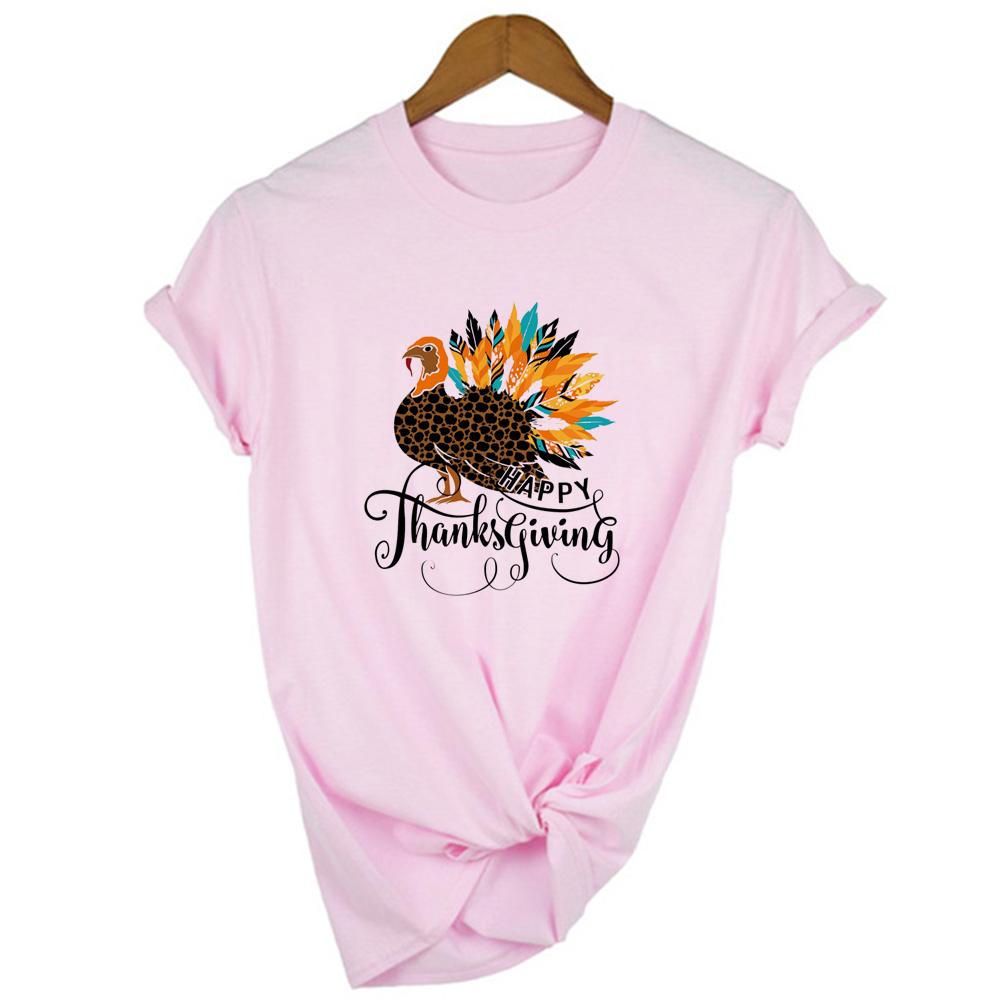 Happy Thanksgiving Print Women T Shirt Thanksgiving Day Turkey Graphic Tees Female Casual Short Sleeve Festival
