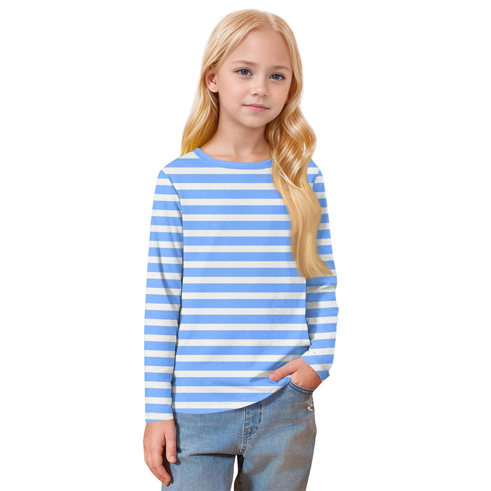 

Дитяча повсякденна футболка з довгим рукавом і круглим вирізом з принтом 150 синій