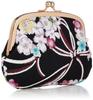 Uni Made in Futago Chirimen Japanese Pattern Clasp Wallet Blossom (N0207) Seni, Japan, Parent-Child [Cherry Knot, Black]