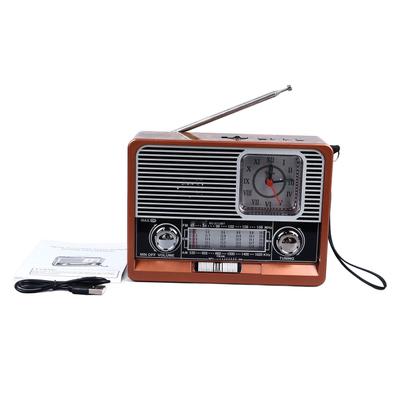 Radio Vintage Multifonctionnelle Bande AM FM SW Fonction Horloge Lampe de Poche Haut-Parleur Bluetooth Rétro pour