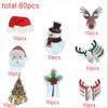 10/20/30/80pcs Christmas Cup Card Santa Hat Wine Glass Decor Xmas Tree Ornaments For Home Christmas Decoration Party Decor New Year Gifts