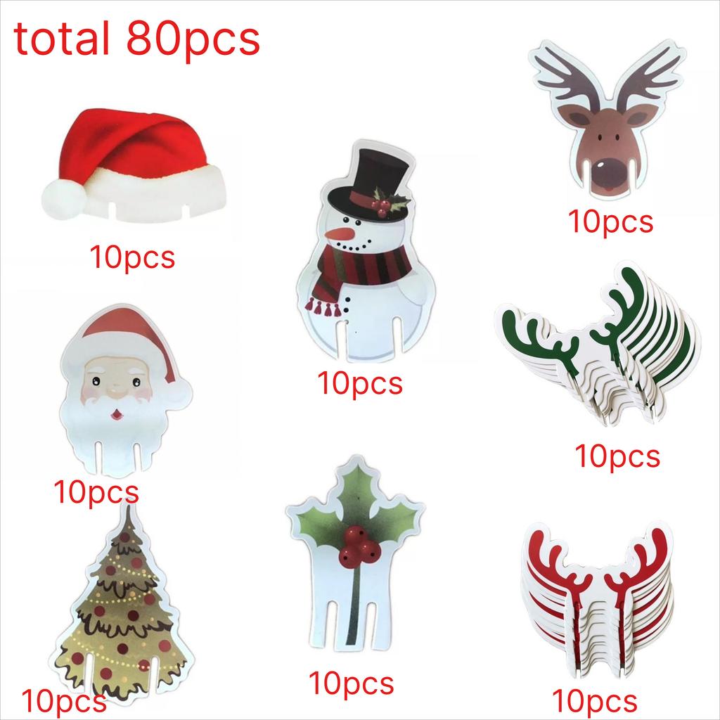 10/20/30/80pcs Christmas Cup Card Santa Hat Wine Glass Decor Xmas Tree Ornaments For Home Christmas Decoration Party Decor New Year Gifts