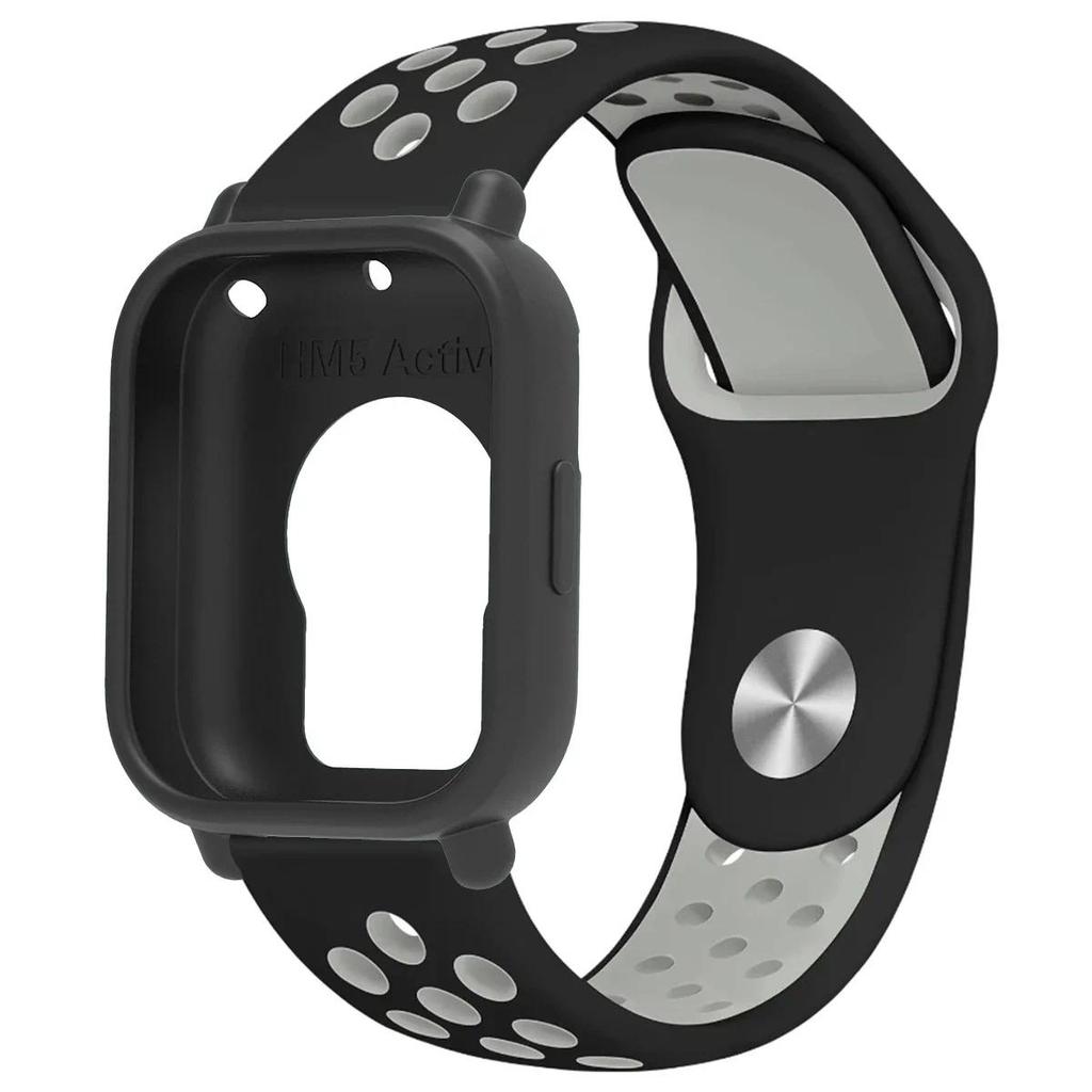 

Чехол+Ремешок Совместимый для Redmi Watch 5 Active/5 Lite Ремешок 22 мм Двухцветный Дышащий Спортивный Силиконовый Ремешок Мягкий Полый Защитный Redmi Watch 5 Lite
